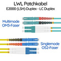 LWL Patchkabel E2000 (LSH) Duplex Stecker an LC Duplex Stecker OS2 Gelb OM3 Aqua