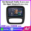 Für Opel Vivaro B Renault Trafic CarPlay Autoradio Android13 Navi WIFI 64G 8Core