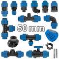 50 mm PP Fittings für PE Rohr Klemmverbinder Verschraubung Kunststoff Fittinge