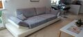 4-Sitzer Sofa Couch Schlafsofa Bett Schlaffunktion weiss grau Kunstleder