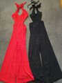 3 x sexy Jumpsuit Einteiler Overall Taillen cut outs M 38 rot schwarz rückenfrei