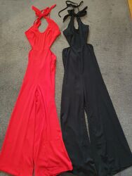 3 x sexy Jumpsuit Einteiler Overall Taillen cut outs M 38 rot schwarz rückenfrei