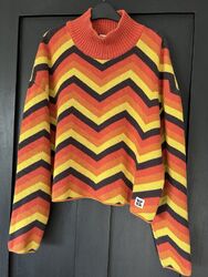 Lucy & Yak Toni Rollkragen Revel Chevron Pullover 100% Bio Baumwolle M UK 12-16