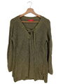 GUESS V-Ausschnitt-Pullover Damen Gr. DE 36 khaki Casual-Look