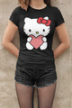 Bio Baumwolle Damen T-Shirt Hello Kitty Hallo Zebra Katze Süße Katze Lady Cat 