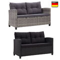 2-Sitzer-Sofa mit Kissen Poly Rattan Lounge Gartensofa Gartenbank Sitzbank