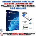 "DE-Version"  Windows 11 Pro 64Bit USB Paket inkl. Lizenzschlüssel 24H2 Vollver.