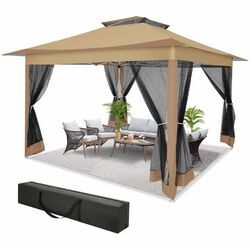 Pavillon 3.3x3,3/3,6x3,6m Metall Gartenpavillon Gartenzelt Partyzelt Moskitonetz