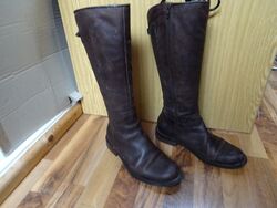 Damenstiefel Gr.37 aus braunen Leder Biker Boots