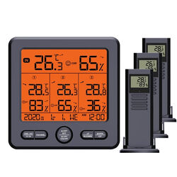 FUNK Wetterstation Thermometer mit Außensensor Hygrometer Wecker Uhr Farbdisplay