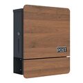 SCHARTEC® Briefkasten Holz dunkel mit Zeitungsfach Wandbriefkasten Postkasten