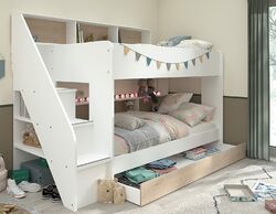 Kinderbett Etagenbett Kombi bett  Weiss Hochbett Spielbett Stockbett 90x200 Bett Deutscher Fachhändler=Preisgarantie=Beste Service= WoW