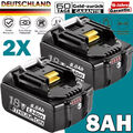 2 Stücke 18V/8,0Ah für Makita Akku BL1860B 197422-4 BL1850 BL1830 Batterie