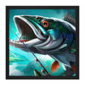 Großes Spiel Fliegenfischen Angler Fischer quadratischer Rahmen Druck Bild Wandkunst