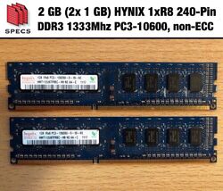 2 GB (2x 1 GB) HYNIX 1xR8 240-Pin DDR3 1333MHz PC3-10600, CL9, non-ECC