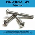 M3 ISO 7380 -1 A2 VA Edelstahl Linsenkopfschrauben Innensechskant Linsenkopf M3x