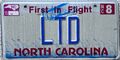 North Carolina First in Flight USA Vanity Lizenz Nummernschild LTD