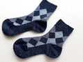 Kinder Socken Strümpfe Gr. 23 - 26 blau / hellblau Karomuster neu Baumwollmix