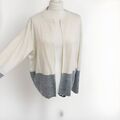 Damen Gr. UK14 Strickjacke Strick Creme Grau Offen Kragenlos Langarm