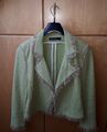 Blazer von MARCCAIN Markenjacke Hellgrün/Beige meliert mit Franzen, 36, N2