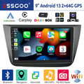 Autoradio DAB+ 64G Android 13 Carplay GPS Navi FM RDS Kam Für Seat Altea 2004-15