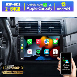 2+64GB Android 13 Autoradio CarPlay GPS Navi RDS Wifi Für BMW 3er E46 1999-2005