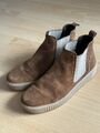 Gabor Stiefeletten 39 Chelsea Boots Wildleder Cognac Braun Schlupf Schuhe 