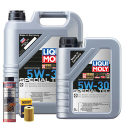Motoröl 5W30 LIQUI MOLY Leichtlauf Special Tec 6L+HENGST Ölfilter +Spülung