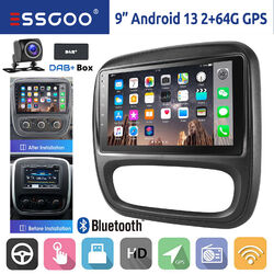 DAB+ 64G CarPlay Autoradio Android 13 Navi Kamera Für Opel Vivaro B Fiat Talento