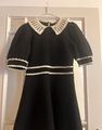 Sandro Paris Designer Kleid Etuikleid Schwarz Weiß mit Spitze Retro Gr. DE 38