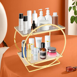 Silber/Gold Kosmetik-Display-Tablett Make Up Kosmetik Organizer Aufbewahrungsbox