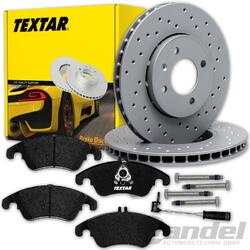 TEXTAR BREMSSCHEIBEN 322mm + BELÄGE VORNE für MERCEDES E-KLASSE W212 S212 A/C207322x32mm Gelocht / mit Warnkontakt / mit AMG/Sportpaket