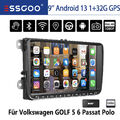 DAB+ Autoradio Android 13 GPS NAVI 9" Für VW GOLF 5 6 Caddy Tiguan Touran Passat