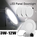 3W-12W LED Panel Einbaustrahler Einbauleuchte Deckenleuchte Flach Rund Ultraslim