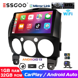 9" Android 13 32G Autoradio DAB+ Carplay GPS NAV WiFi Cam Für Mazda 2 DE 2007-13