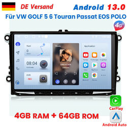 DAB+ 4+64GB Carplay Android 13 Autoradio Navi Für VW GOLF 5 6 Polo Touran Tiguan