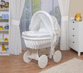 WALDIN Baby Bollerwagen, Stubenwagen, komplett mit Zubehör, XXL, Stoffe weiß