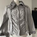 BIBA Jacke Gr. 40 L Sommer Übergangsjacke Blazer Grau Schlange Rüschen Funktion