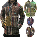 Hippie Patchwork Kapuze Winter Vintage Baggy Festival Hoodie Damen Herren Jacke 