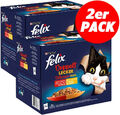 FELIX Katzenfutter Nass Doppelt Lecker Fleisch & Geflügel in Gelee - 48 x 85g