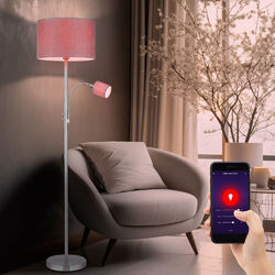 Standleuchte Stehlampe Leseleuchte Textil Smart RGB LED Google Alexa schwenkbar