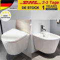 Komplettset Hänge Bidet Set &  Spülrandlos Wand WC Toilette mit Soft-Close-Sitz