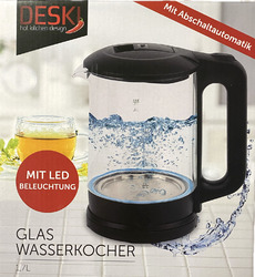 Glas Wasserkocher 1,7Liter mit LED Beleuchtung Kabellos 2200 Watt