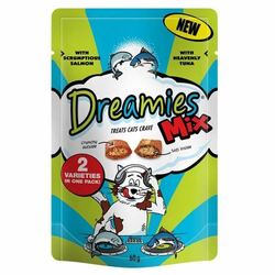 Dreamies Katzenfutter Mischung Lachs und Thunfisch lecker Leckerbissen knusprig weich köstlich 60g