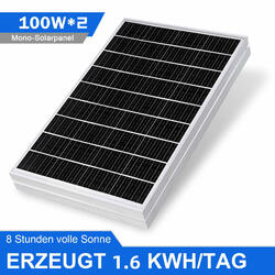 Mono SolarPanel 12v 200W Solarmodul Kit für Autobatterie/Wohnmobil/Haus/Balkon