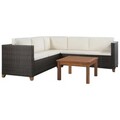 4-tlg. Garten-Lounge-Set mit Auflagen Poly Rattan Braun