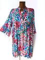 Farbenfrohes Ibiza LEO Oversize Kleid Hängerchen Tunika 38 40 42 44 türkis rosa 