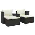 5-tlg. Garten-Lounge-Set mit Auflagen Poly Rattan Braun