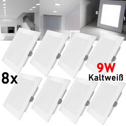 8X LED Panel Einbaustrahler 230V Flach Einbauleuchten 9W Spots Set Deckenleuchte