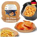 HONYAO Backpapier für Heißluftfritteuse XXL 5-7,3 L, 100 Stück 20-25cm Air fr